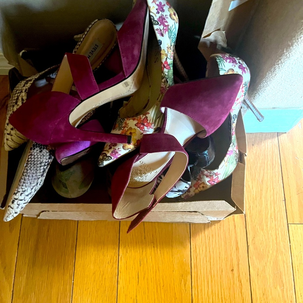 I am selling a bundle of new & used shoes- athletic, heels, boots, and sandals.